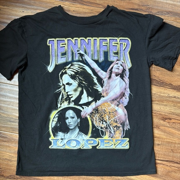 JLo Jennifer Lopez Black T-Shirt size XL 14/16 - Picture 1 of 4